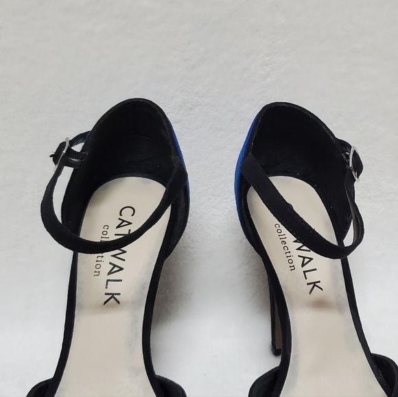 CATWALK Collection Blue Green Colorblock Faux Suede Ankle-Strap Platform Heels - Picture 9 of 13